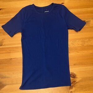 Everlane Blue Ribbed Crew Neck Top